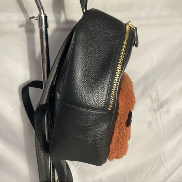 SOLD………..Coach Black Leather Mini Backpack with Brown Shearling EUC - Picture 8 of 15